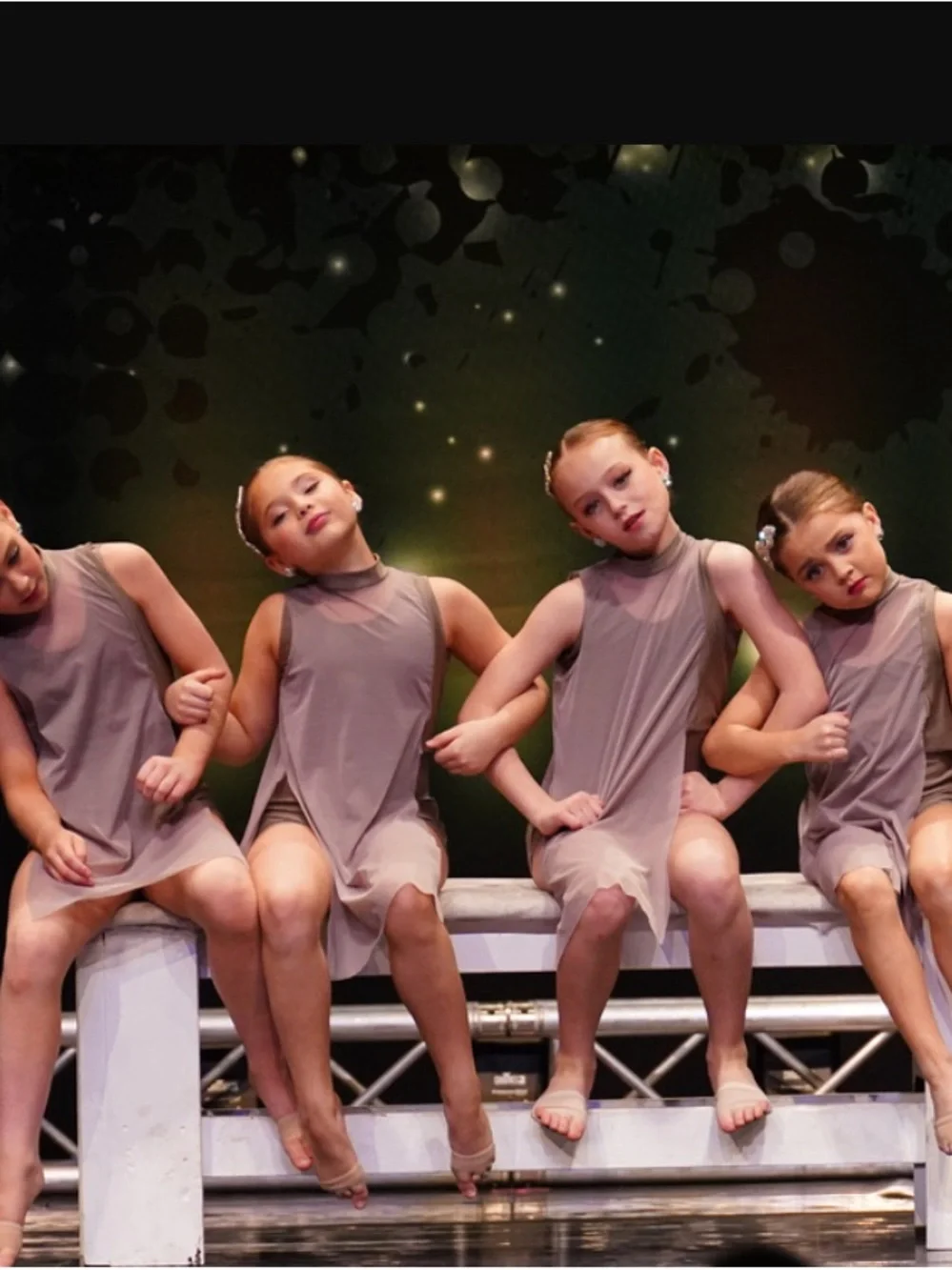 Taupe Contemporary Lyrical Dance Costume – Mesh Overlay Leotard - Picture 1 of 7